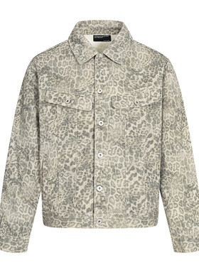 美式高街男女宽松秋冬百搭豹纹外套务休闲复古ins潮百搭短款夹克