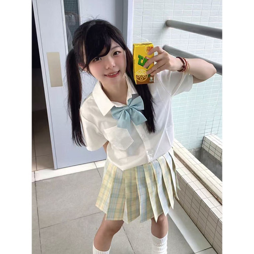 JK制服套装2025夏季百搭短袖宽松白色上衣百搭学院风新款柚月JK裙