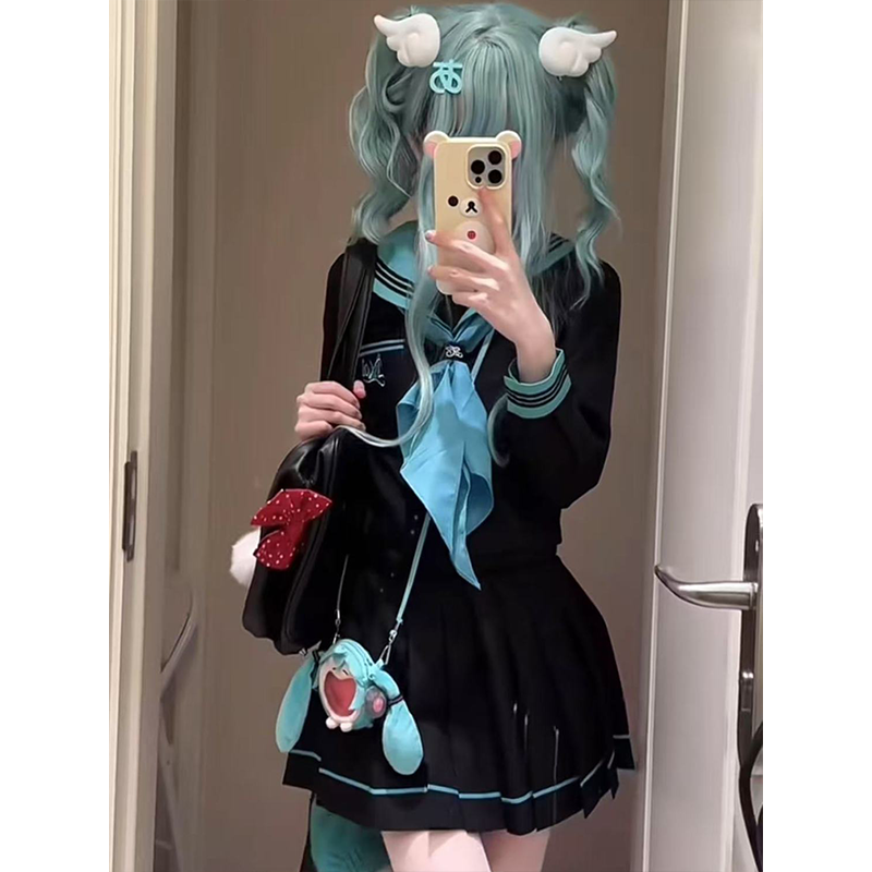 原创jk制服套装学院风水手服青本绘长袖短袖衬衫JK短裙新款中间服