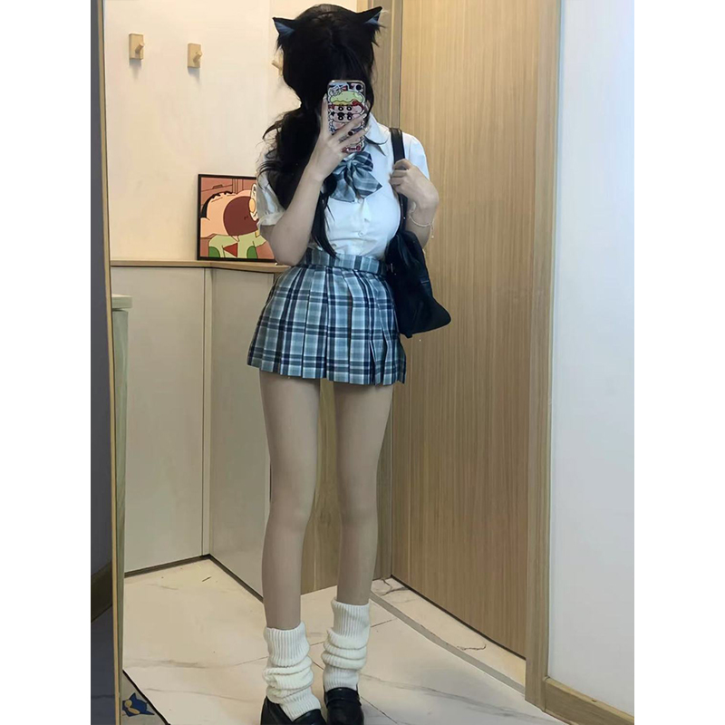 日式简约爆款JK制服基础短袖收腰学院衬衫百搭上衣夏季原创套装女