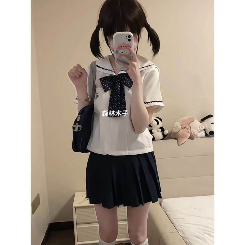 .原创爆款中山道线日系校供感水手服JK制服短袖短裙新品一整套