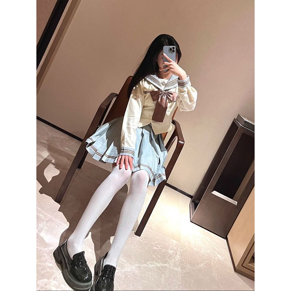 清纯可爱甜美日系JK制服水手服校供学院风夏季短袖海军领上衣套装