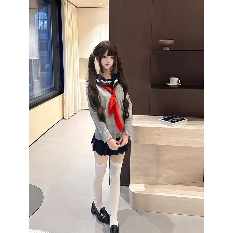 JK制服日系针织开衫毛衣外套学院风水手服基础长袖上衣百褶裙套装