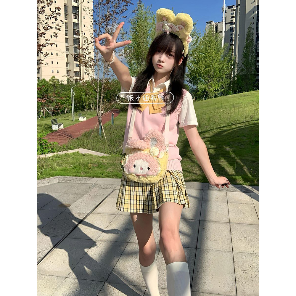 学院风JK制服针织衫无袖马甲背心校供感上衣内搭衬衫jk格裙一整套