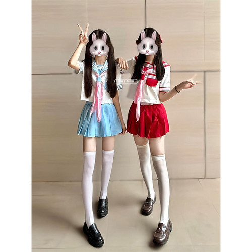 日系JK制服双子星夏季新品红色三本水手服甜美学院校供上衣套装女