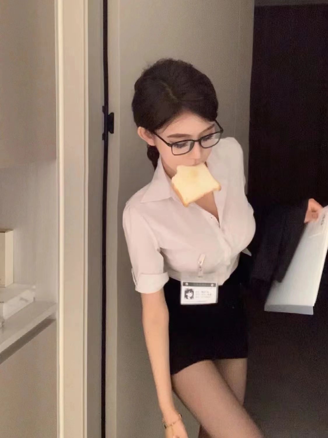 OL制服套装辣妹女夏季新款收腰显瘦短袖纯欲职业包臀裙衬衫上衣