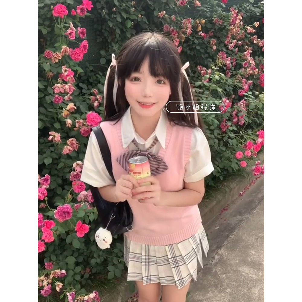 校园风jk马甲学生清新甜美通勤百搭叠穿套头薄款针织毛衣背心上衣