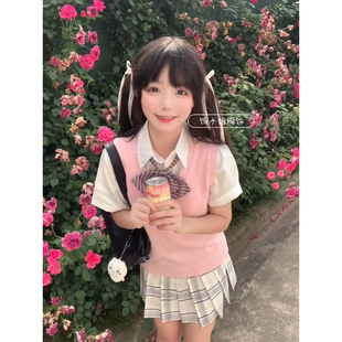校园风jk马甲学生清新甜美通勤百搭叠穿套头薄款针织毛衣背心上衣
