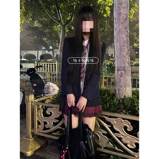 JK制服高校学姐外套西装单排西服秋冬款毛衣jk针织开衫格裙套装女