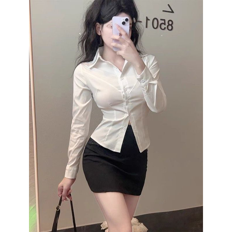 高档外穿修身显瘦设计感衬衫百搭小众别致修身2025女秋季新款上衣