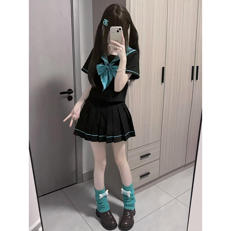 2025新款水手服青本绘套装校供感长短袖衬衫上衣JK短裙原创JK制服