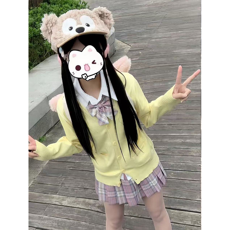 废土风套装原创制服JK开衫长袖毛衣格裙春时日系学院风校供感秋冬