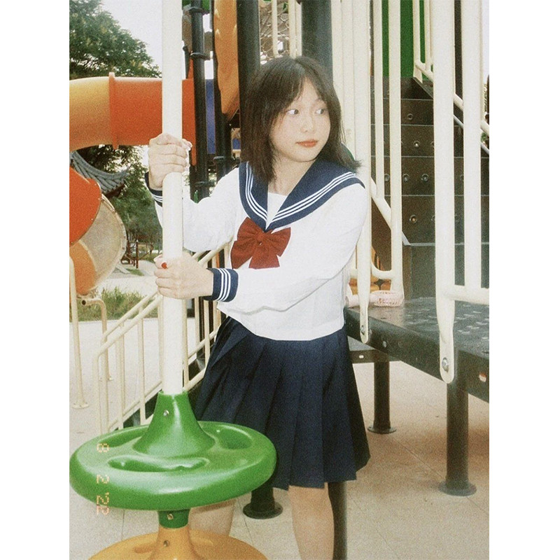 原创夏季日系学院风甜美少女粉色蓝色短袖水手服女可爱JK制服套装