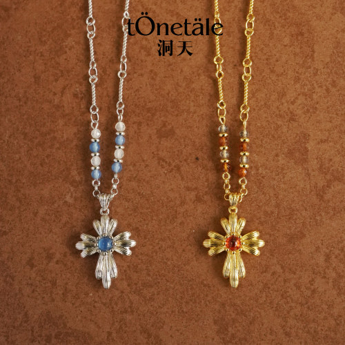 TONE&TALE弗朗花十字串珠项链