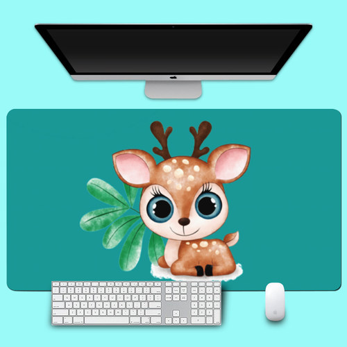 鼠标垫超大简约手绘涂鸦可爱小鹿电脑键盘桌垫子学习游戏办公学生