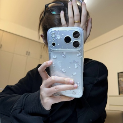 韩风甜美简约蝴蝶结适用苹果16promax手机壳iphone17promax软壳15透明14紫色系17少女心13防摔12硅胶11保护套