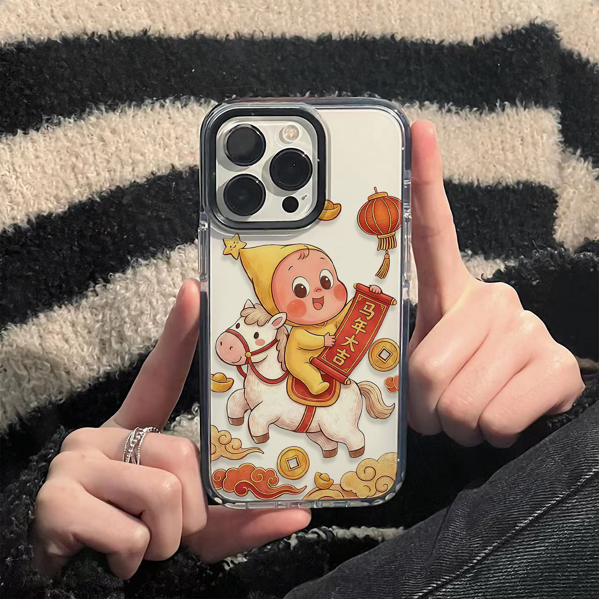 ins马年大吉星星人适用苹果17promax手机壳iPhone16pro透明软壳15防摔14小众13可爱12少女11硅胶保护套XS磁吸