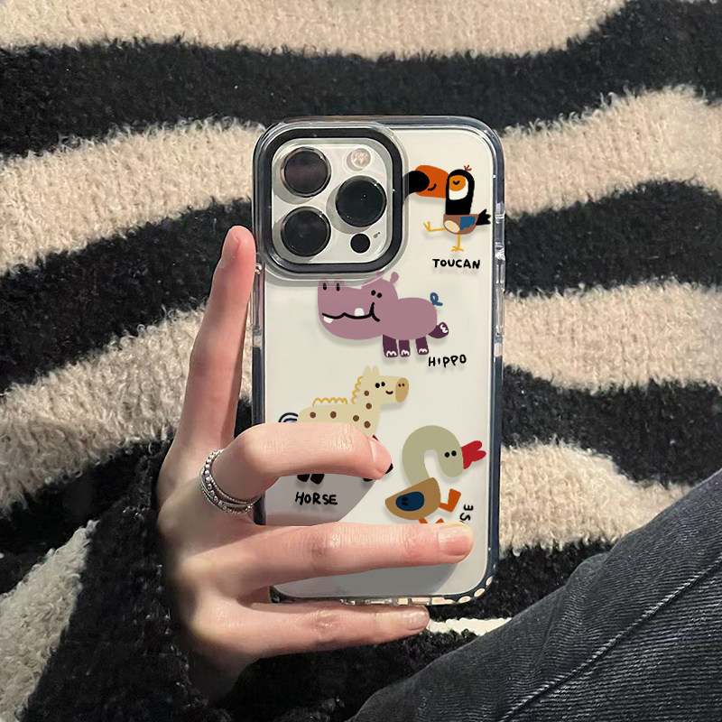 趣味个性可爱动物适用苹果16手机壳iPhone15promax简约14透明13全包12硅胶11软XR/XS卡通17PROMAX保护套Air