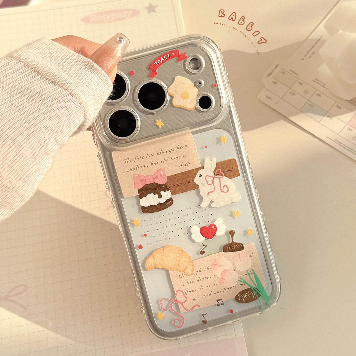 【AI相机按键包裹】韩系ins卡通可爱兔子拼贴适用苹果17promax手机壳iphone16pro新款15女14少女13防摔12透明