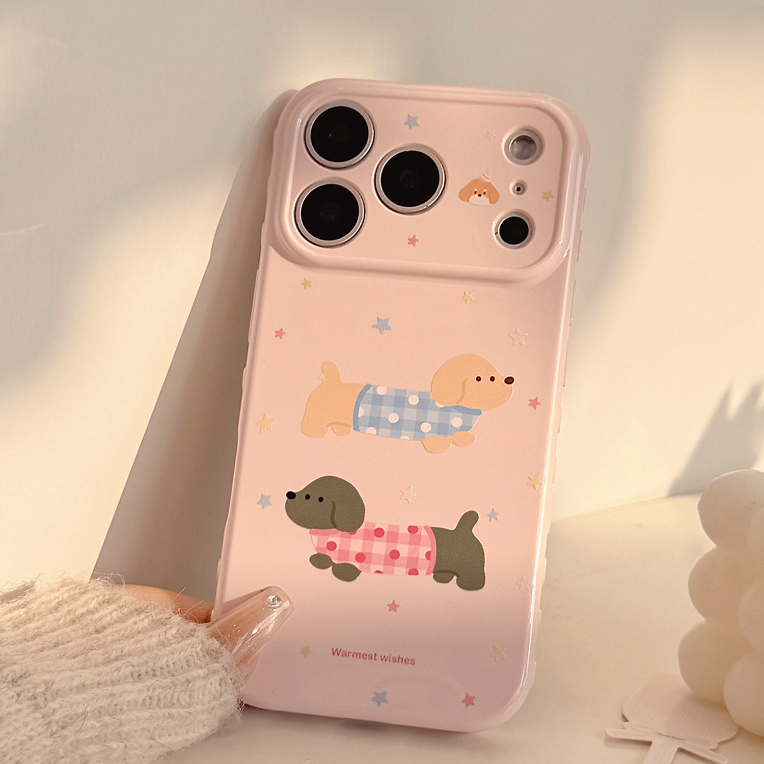 【智能AI相机键包裹】粉色星星腊肠狗适用iPhone17promax手机壳新款苹果16可爱卡通少女款15全包防摔14软壳13