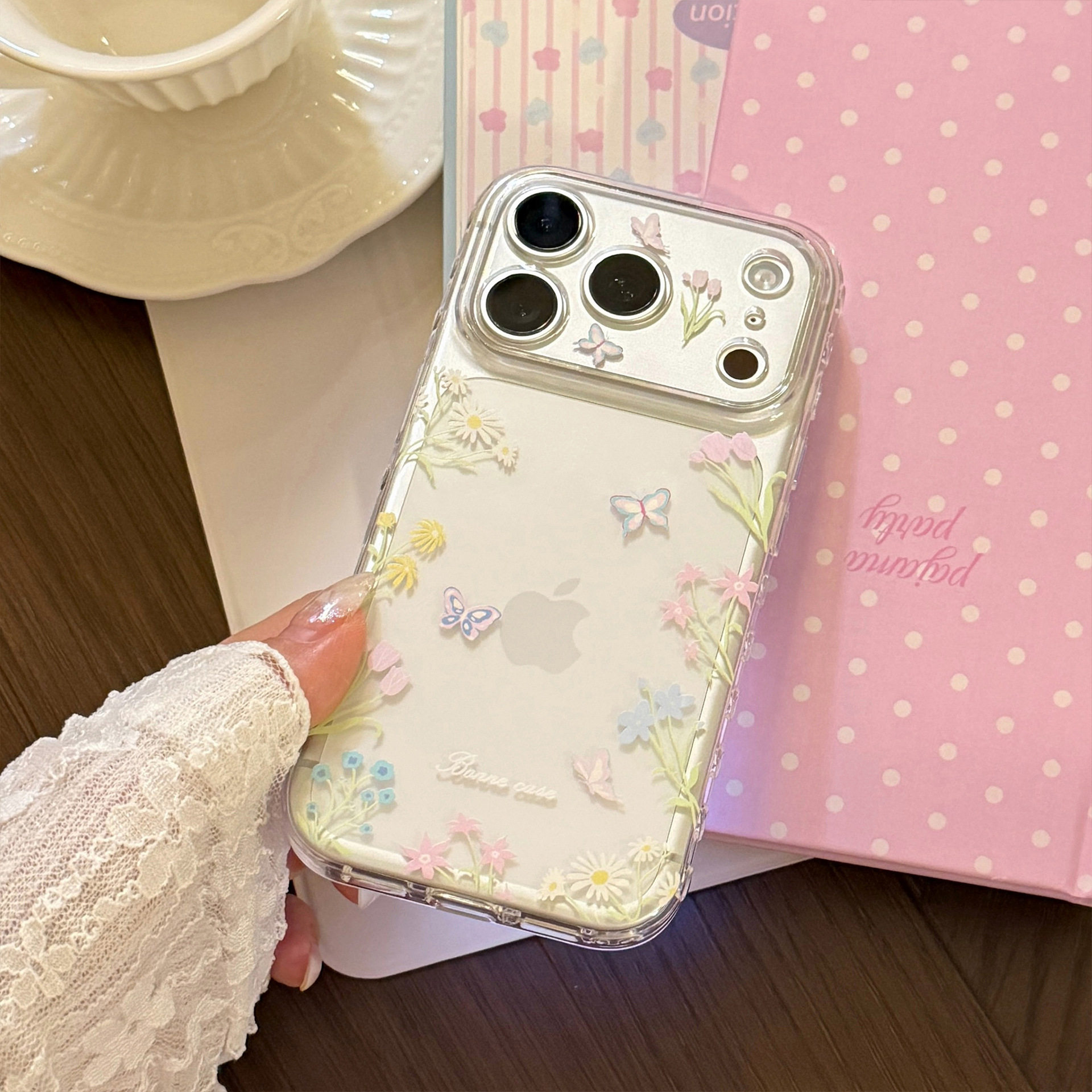 ins小清新花朵适用苹果17promax手机壳iPhone16pro相机键全包透明硅胶防摔15/14/13软壳保护套12少女心11文艺