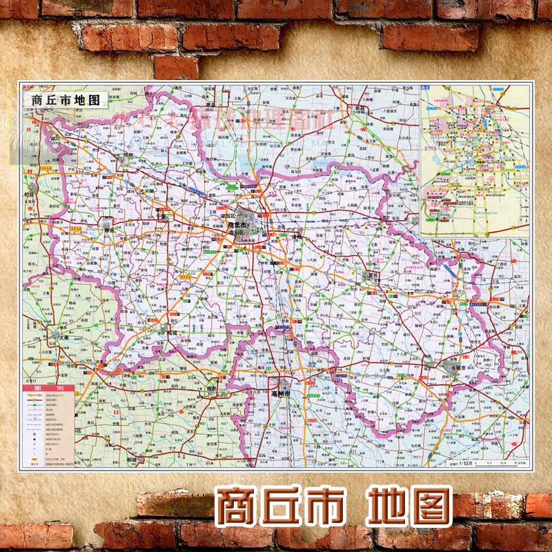 2023新款 超大巨幅 商丘市墙贴 行政区划图 交通装饰画海报地图