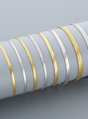 INS时尚简约多尺寸刀片链男女手链不锈钢饰品厂家货源18K金手链