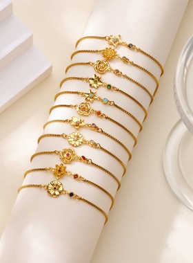 热销钛钢不掉色十二月生日花诞辰石吊坠手链轻奢高级感珠宝