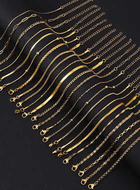 不锈钢金色手链 跨境热销女士镀18K真金时尚百搭手环饰品钛钢手链