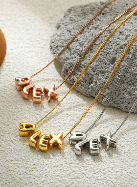 欧美跨境不锈钢DIY个性制定作英文名字母项链锁骨链饰品一件代发