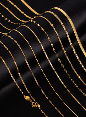 弹簧扣圆扣龙虾扣钛钢项链女o字链嘴唇链镀18k不掉色锁骨链万能链