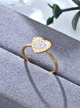 跨境女士不掉色开口戒指可调高级感珍珠锆石指环不锈钢轻奢饰品