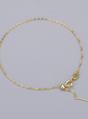 S925纯银手链 针式路路通盒子链珍珠diy配件可调节穿珠十字链