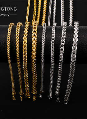 钛钢立体几何正反四方链男女通用夸张嘻哈朋克设计感小众高级饰品