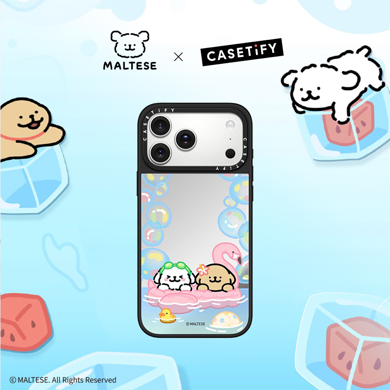 CASETiFY Maltese线条小狗 清新夏日系列 泡泡泳池 适用于苹果iPhone17ProMax/17Pro/16Pro华为Pura 70手机壳