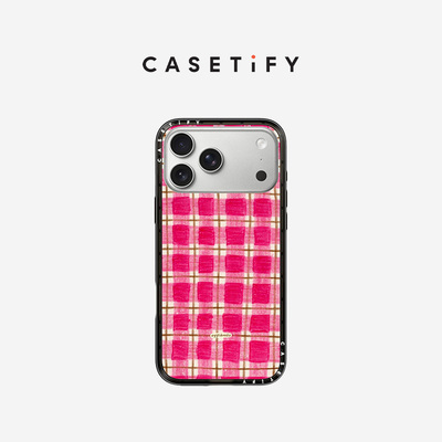 CASETiFY Eggsdoodz系列 粉棕格子 适用于苹果iPhone17ProMax/17Pro/16ProMax/16Pro手机壳