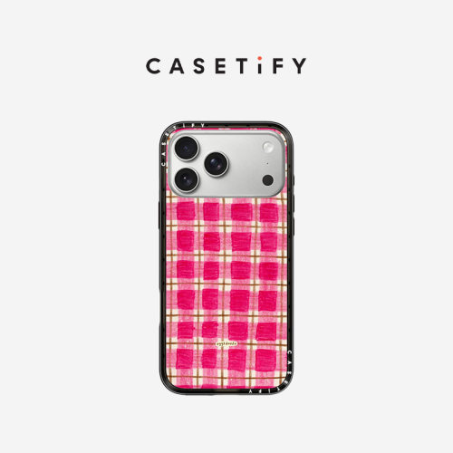 CASETiFY Eggsdoodz系列 粉棕格子 适用于苹果iPhone17ProMax/17Pro/16ProMax/16Pro手机壳