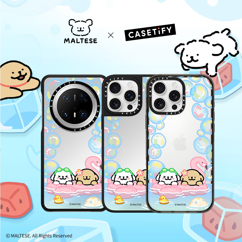 CASETiFY Maltese线条小狗 清新夏日系列 泡泡泳池 适用于iPhone16ProMax/16Pro/15ProMax/Pura 70华为手机壳