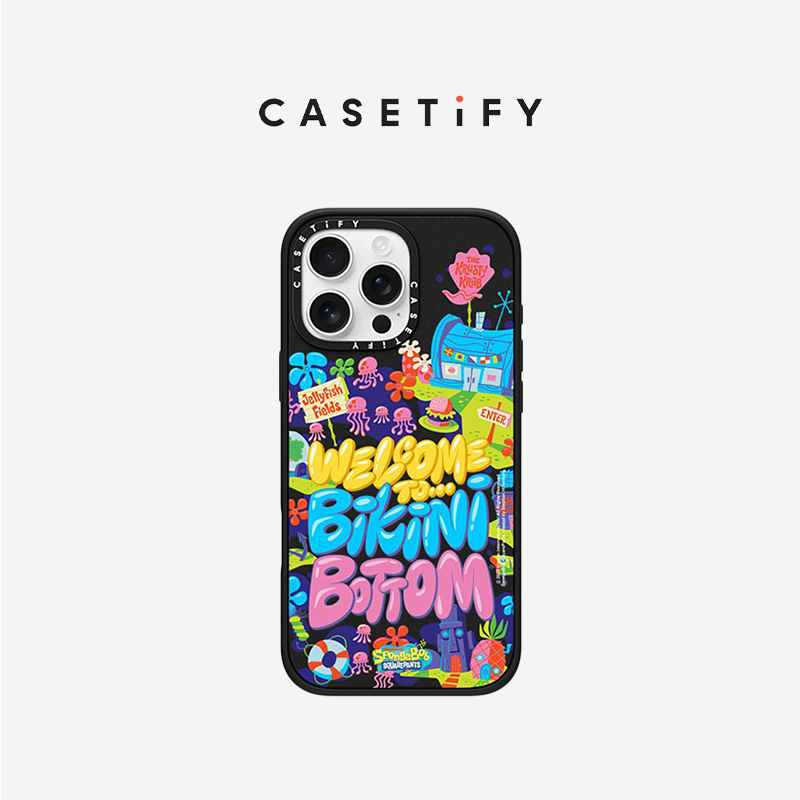 海绵宝宝 x CASETiFY 联名系列 欢迎来到比奇堡 适用于iPhone16ProMax/16Pro/15ProMax/15Pro黑色手机壳