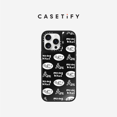 CASETiFY INAPSQUARE系列 咬人小狗 适用于iPhone16ProMax/16Pro/15ProMax/15Pro黑色镜面手机壳