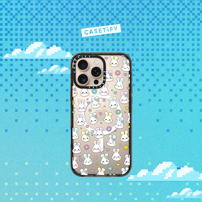 CASETiFY 像素小兔系列 小兔与花束 适用于iPhone16ProMax/16Pro/15ProMax/15Pro手机壳