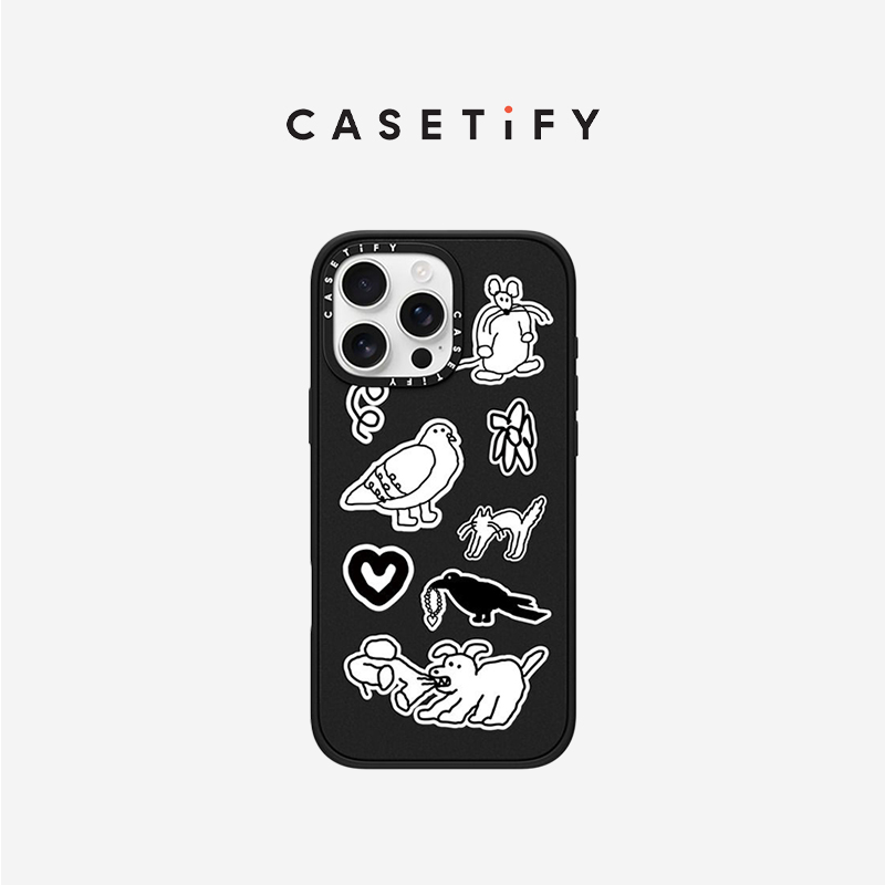 CASETiFY INAPSQUARE系列 自然贴纸 适用于iPhone16ProMax/16Pro/15ProMax/15Pro黑色手机壳