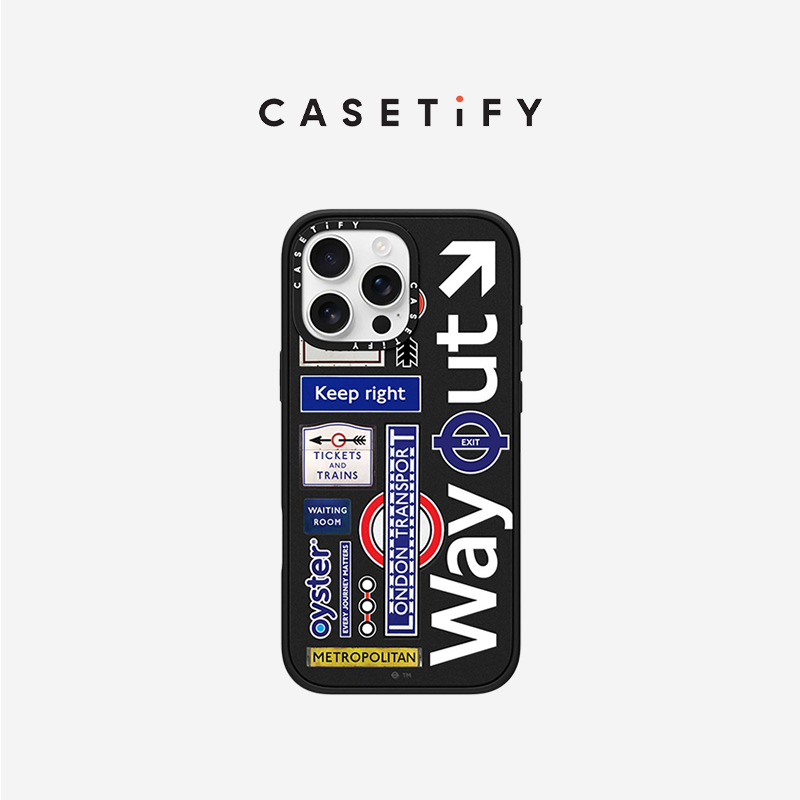 伦敦地铁 x CASETiFY 联名系列 指示牌贴纸 适用于iPhone16ProMax/16Pro/iPhone15ProMax/15Pro黑色手机壳