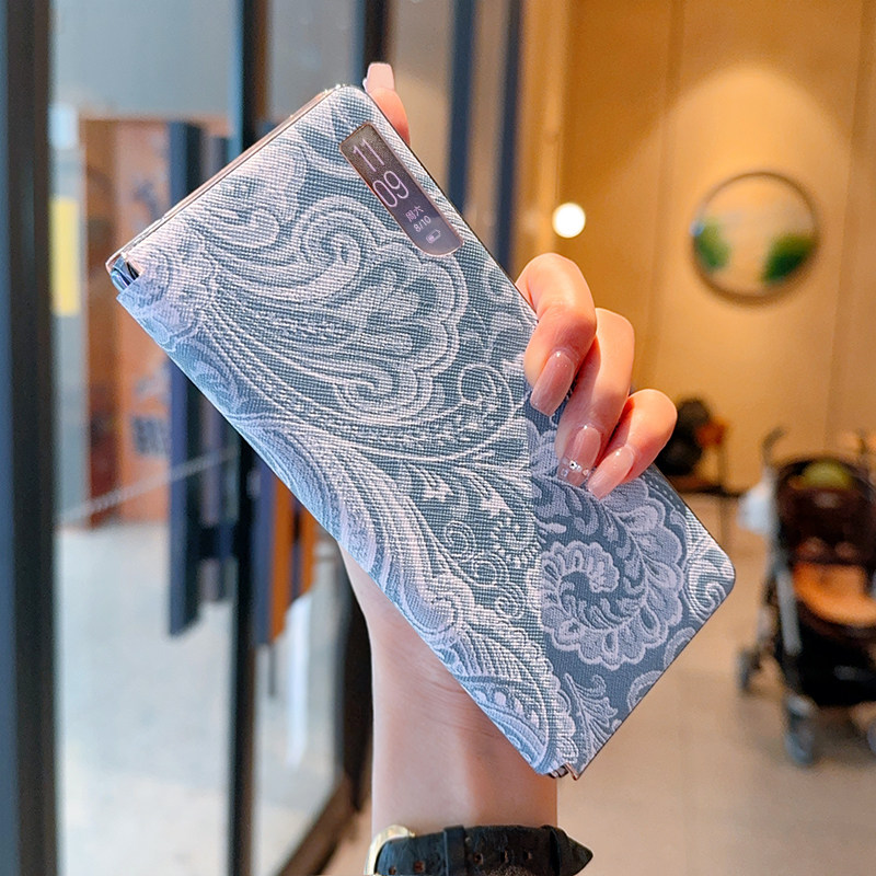 高级腰花翻盖适用小米MIXFold4折叠屏手机壳皮纹MIXFold4保护套创意腰果花新款磁吸翻盖皮套高档ins风