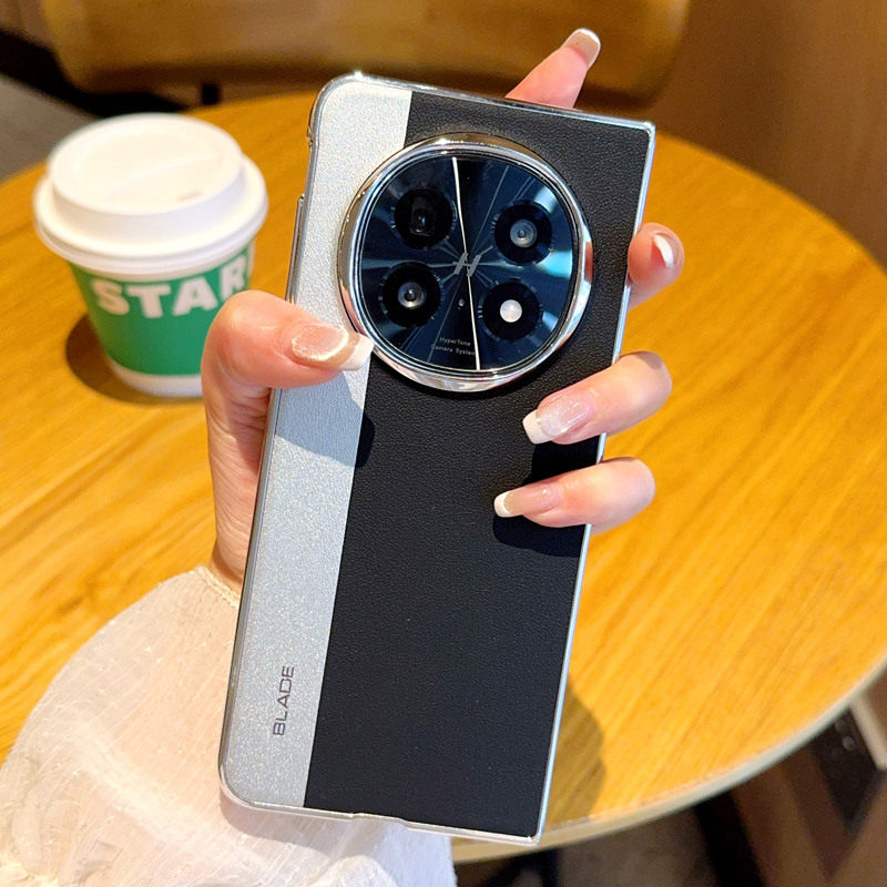 适用OPPO FindN5折叠机手机壳电镀皮纹oppofindn5保护套全包防摔findn5高级拼接高档简约男女OPPO拼色轻奢