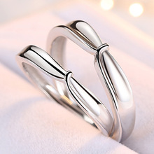 精工s925纯银戒指心相依情侣开口纯银对戒可调节纯银戒指银戒指