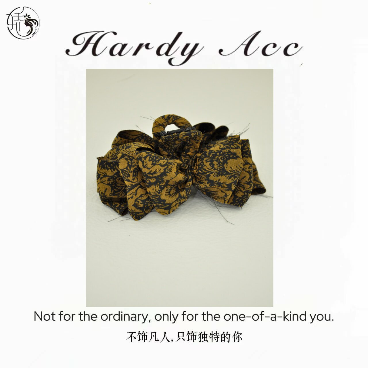 纯手工原创印花蝴蝶结高级感发夹女气质复古大号抓夹盘发夹子头饰