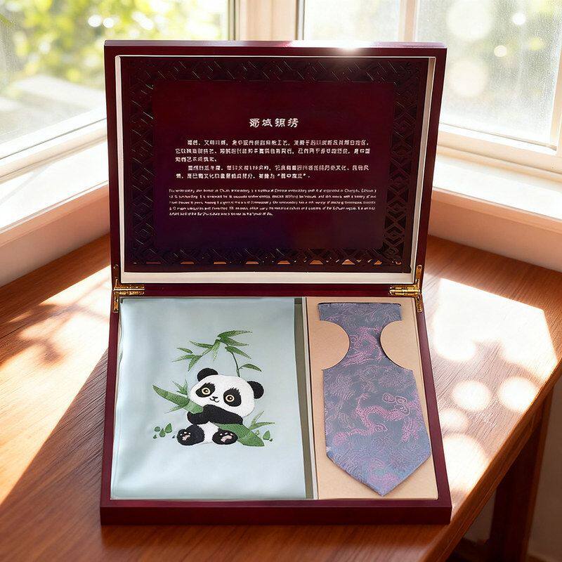 蜀锦工艺成都旅游纪念品织锦蜀绣刺绣围巾领带中国特色礼品送老外