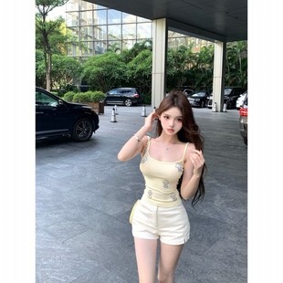 甜美可爱内搭美背纯欲风紧身上衣外穿 立体小狗刺绣吊带背心女夏季