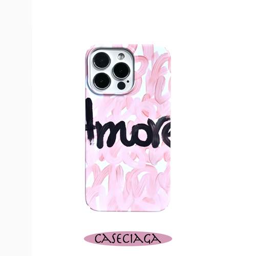 CASECIAGA14promax粉色西班牙爱神amor插画小众简约原创创意手机壳ins风防摔亮面菲林壳全半包12pm硬壳13X